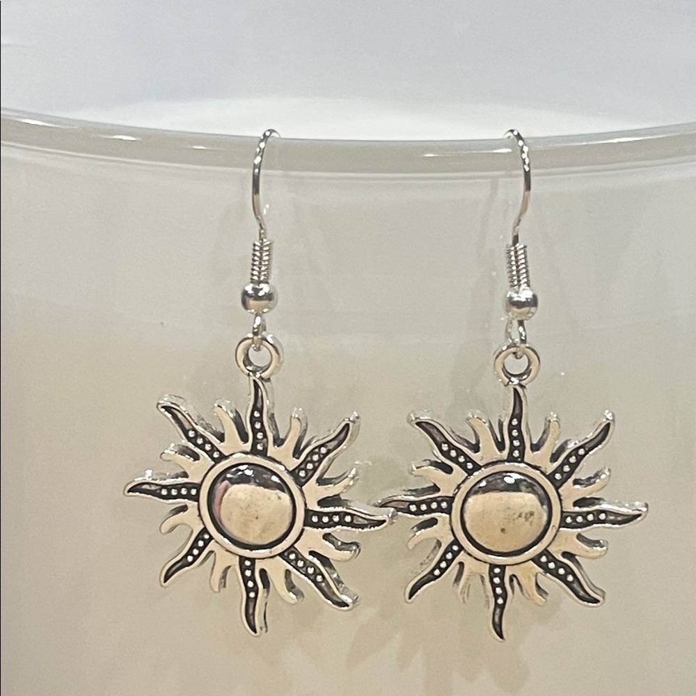 Silver Sunburst Earrings